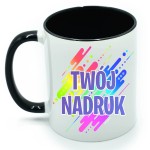 Kubek z Twoim Nadrukiem - z czarnymi elementami