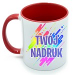 Kubek z TWOIM NADRUKIEM - z czerwonymi elementami