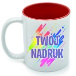 Kubek z TWOIM NADRUKIEM - z czerwonym wnętrzem