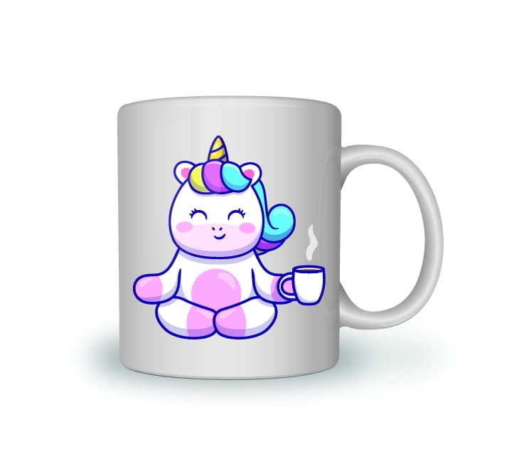 kubek cartoon UNICORN yoga
