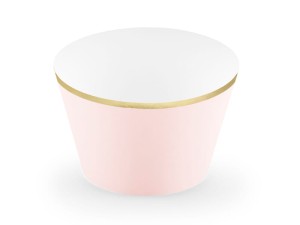 Papilotki na muffinki, 4,8 x 7,6 x 4,6cm 6szt jasny różowy