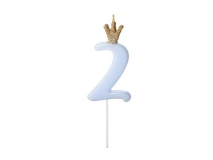 Świeczka urodzinowa Cyferka 2 jasnoniebieska 9,5cm
