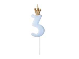 Świeczka urodzinowa Cyferka 3 jasnoniebieska 9,5cm