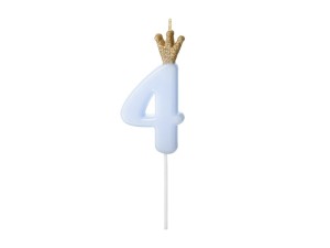 Świeczka urodzinowa Cyferka 4 jasnoniebieska 9,5cm