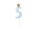 Świeczka urodzinowa Cyferka 5 jasnoniebieska 9,5cm