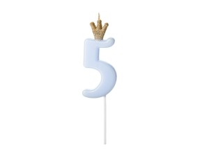 Świeczka urodzinowa Cyferka 5 jasnoniebieska 9,5cm