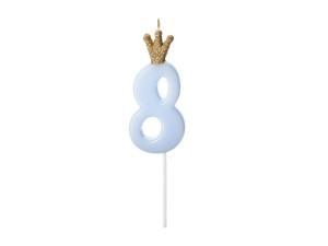 Świeczka urodzinowa Cyferka 8 jasnoniebieska 9,5cm