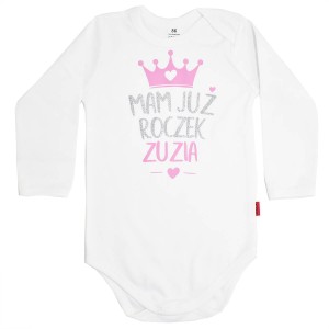 Body mam już roczek + imię z brokatowym nadrukiem