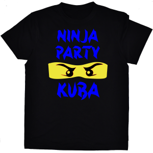 Koszulka urodzinowa NINJA PARTY z imieniem - NIEBIESKI NINJA