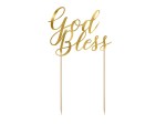 Topper na tort God Bless, złoty, 27,5cm