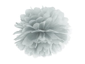 Pompon bibułowy srebrny 25cm