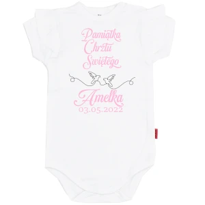 Body niemowlęce na z falbanką Pamiątka Chrztu Świętego z imieniem i datą