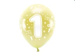 Balony Eco 33 cm, Cyfra 1, jasny złoty