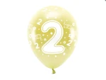 Balony Eco 33 cm, Cyfra 2, jasny złoty
