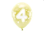 Balony Eco 33 cm, Cyfra 4, jasny złoty