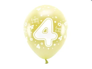 Balony Eco 33 cm, Cyfra 4, jasny złoty
