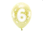 Balony Eco 33 cm, Cyfra 6, jasny złoty