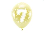 Balony Eco 33 cm, Cyfra 7, jasny złoty