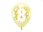 Balony Eco 33 cm, Cyfra 8, jasny złoty