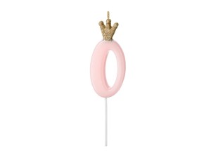 Świeczka urodzinowa Cyferka 0 jasnoróżowa 9,5cm