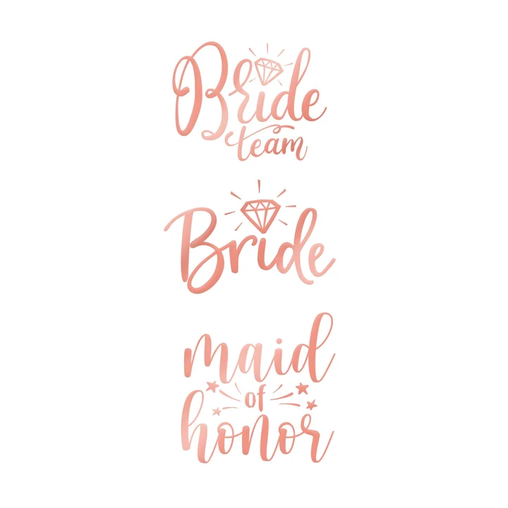 Tatuaże zmywalne Bride to Be rosegold 13 szt