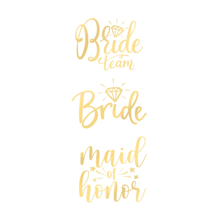 Tatuaże zmywalne Bride to Be złote 13 szt