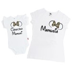 Zestaw mama i córka - CÓRECZKA MAMUSI i MAMUSIA z uszkami myszki w panterkę