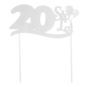 Topper na tort srebrna cyfra 20 Sto Lat