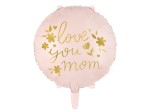Balon foliowy "Love you mom", 45 cm, różowy