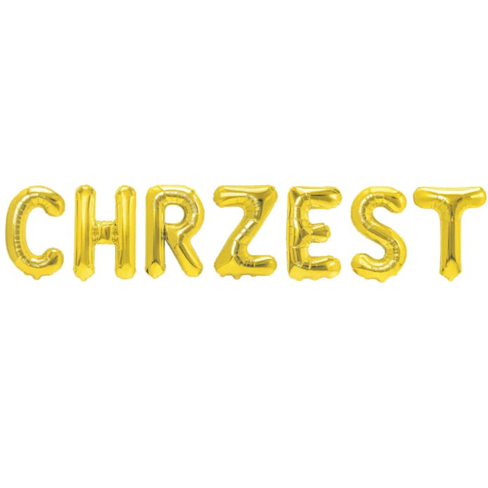 Balon foliowy napis CHRZEST złoty