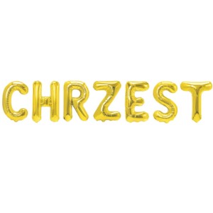 Balon foliowy napis CHRZEST złoty