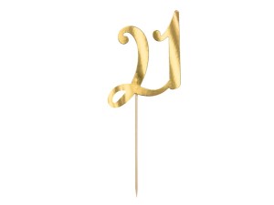 Topper na tort "21", złoty, 20.5cm