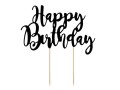 Topper na tort Happy Birthday, czarny, 22,5cm