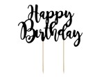 Topper na tort Happy Birthday, czarny, 22,5cm