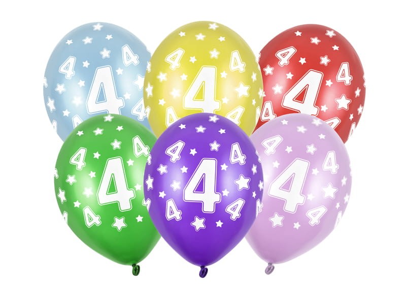 Balon z cyferką 4, 30cm - 1szt