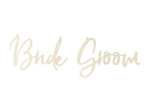 Zawieszki na krzesła - Bride Groom, naturalne drewno