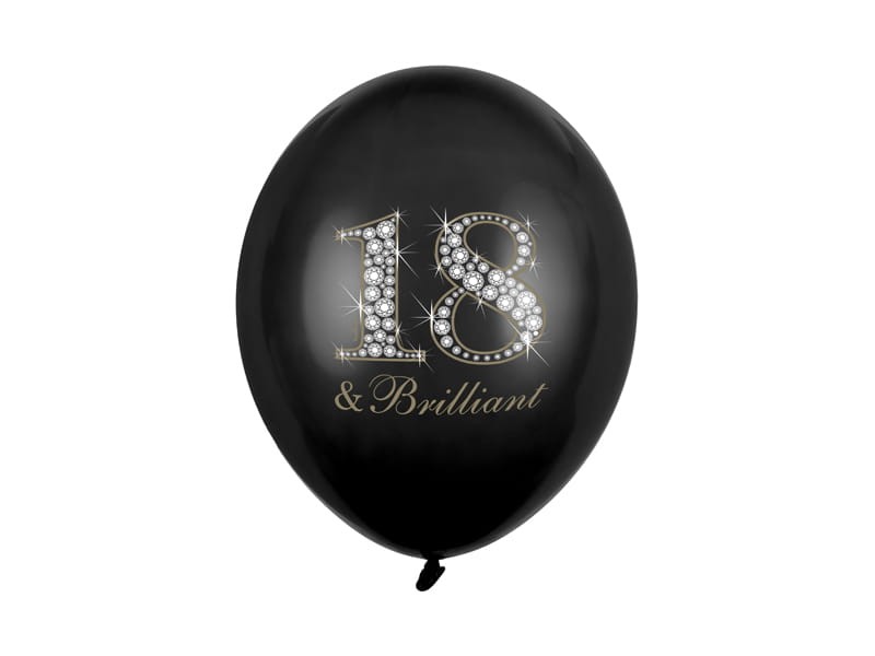 Balony 30cm, 18 & Brilliant, Pastel Black