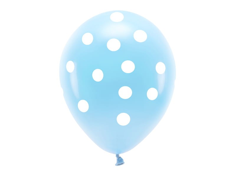 Balony Eco 33 cm pastelowe, Kropki, błękit