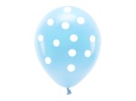 Balony Eco 33 cm pastelowe, Kropki, błękit