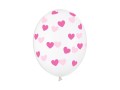 Balony 30cm, różowe serduszka, Crystal Clear