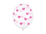 Balony 30cm, różowe serduszka, Crystal Clear