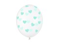 Balony 30cm, miętowe serduszka, Crystal Clear