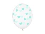 Balony 30cm, miętowe serduszka, Crystal Clear