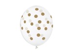 Balony 30cm, złote kropki, Crystal Clear