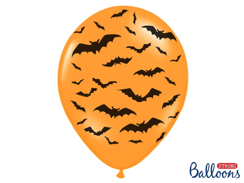 Balony 30cm, Nietoperze, Pastel M. Orange