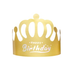 Korona papierowa Happy Birthday złota