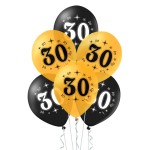 Balony złote czarne 30 urodziny 12cali 10szt
