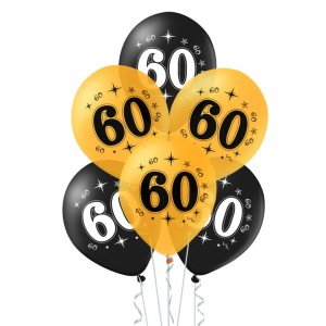 Balony złote czarne 60 urodziny 12cali 10szt