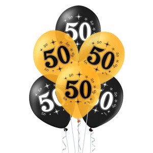 Balony złote czarne 50 urodziny 12cali 10szt