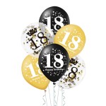 Zestaw balonów 18 urodziny z konfetti 12 cali 6szt